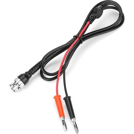 Lot de 2 fiches BNC noir rouge vers double prise banane, câble de test 50Ω, connecteur coaxial pour multimètre, sonde de mesure, adaptateur audio vidéo. (1/5)