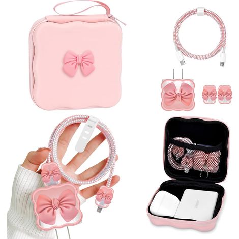 Scatola porta caricabatterie fai da te - iPhone - custodia per cavo di ricarica - ricevitore per cavo cuffie - borsa portaoggetti portatile - grazioso cavo di ricarica per proteggere il (1/5)