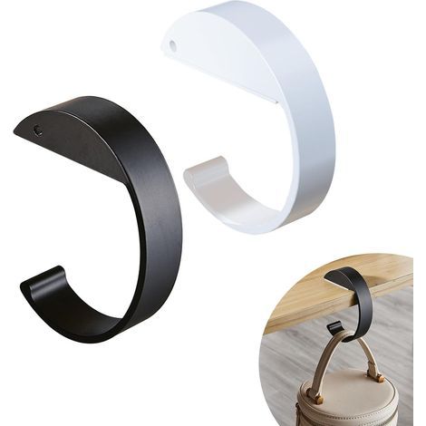 Gancho para bolsos de 2 piezas para mesa, forma de letra C, soporte para bolsos, gancho portátil para bolsos, gancho para colgar carteras, llaves, paraguas y auriculares. (1/4)