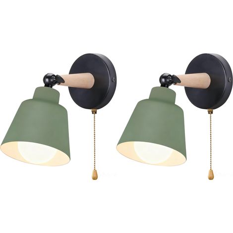 2PCS Modern Wall Light E27 Minimalist Retro Wall Sconce Nordic Indoor Wall Lamp Green For Bedroom Office Corridor Hallway