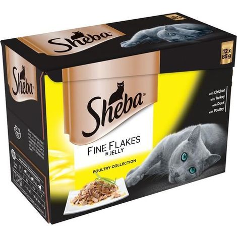 Sheba Pouch Fine Flakes Poultry in Jelly 12 x 85g PK4 - 16165