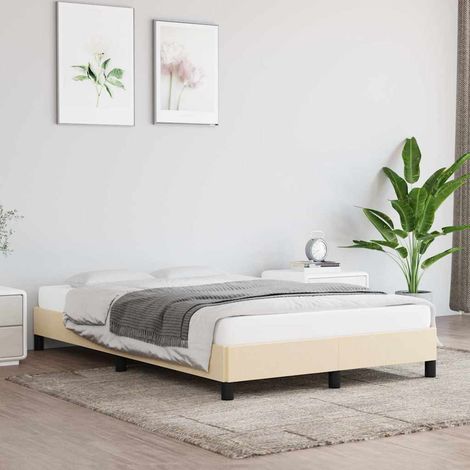 Estructura de cama sin colchón tela crema 120x200 cm (1/5)