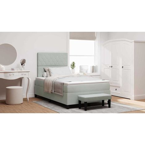 Boxspringbett mit Kopfteil Hellgrau 200 x 120 cm Samt (1/5)