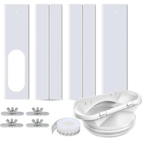 Kit de calfeutrage pour climatiseur mobile – Tuyau flexible Ø15/13cm – Longueur ajustable 43-140cm – Accessoire pour fenêtres verticales et horizontales (1/5)