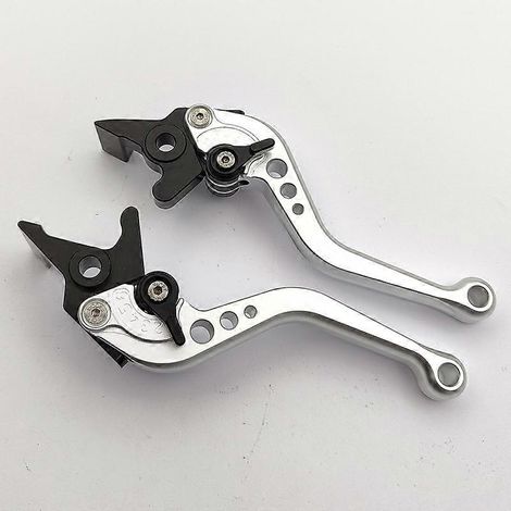 Tige de commande de klaxon de frein de moto PCX160 modifiée, matériau en alliage d'aluminium, frein réglable anti-chute, poignée longue et courte ( argent 2) (1/5)