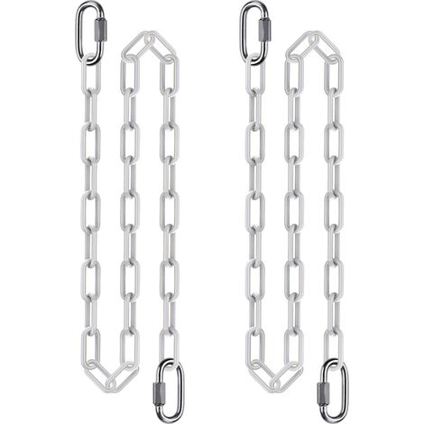 2pcs Chaînes pour Balançoire, 200cm Chaîne de Chaise Chaîne suspension Acier avec Mousquetons Chainette Suspension pour Sacs de Frappe Chaise Suspendue Exterieur, 5mm Diamètre, 1000lbs/Blanc (1/5)