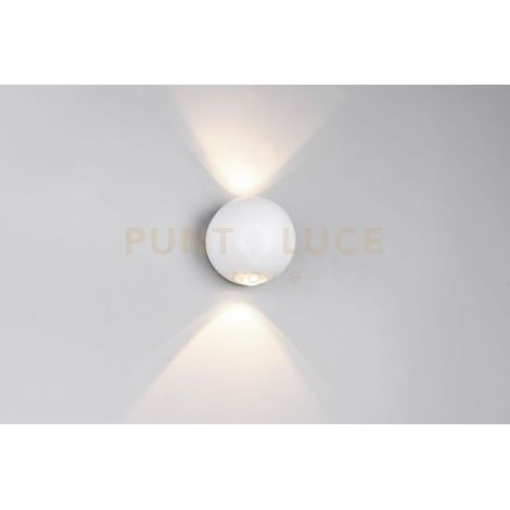 AVISIO APPLIQUE DA ESTERNO LED 4W 500lm, 3000K SFERA BI-EMISSIONE BIANCA IP54 D.10,5CM