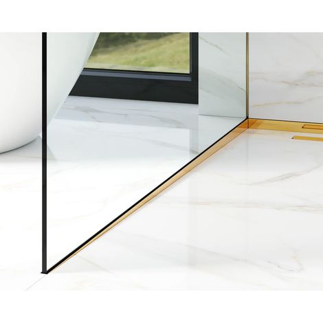 Profilo laterale sinistro inclinato per vetro doccia 8-10mm a pavimento 40mm x 1800mm - oro lucido