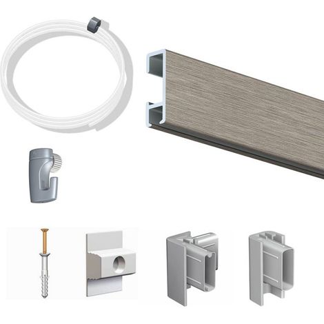 Pack Eco 1 mètre de cimaise Click Rail couleur Aluminium - Solution suspension cadres et tableaux (1/5)