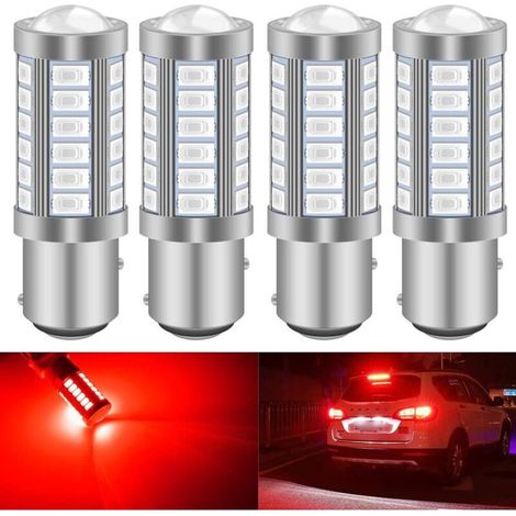 Rouge 1157 BAY15D P21/5W 5630 33SMD Voiture Ampoules LED Canbus 900LM Super Brillant Feu de Freinage Arrière Feux de Brouillard Position Feu Arrière Parking Feu 12-30V 3.6W(4 pièces) (1/5)