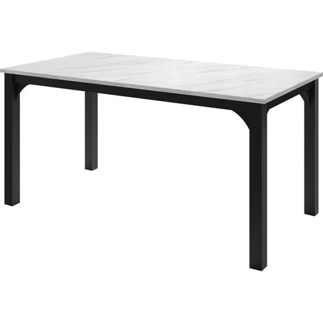 Mesa Oswego 137, Mármol blanco + Negro, 76x90x160cm, Alargamiento, Aglomerado laminado, Metal