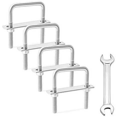 Boulons en U 4 Set M8 U-Bolts Acier Inoxydable Boulon Carrés avec Écrou Plaques Rondelle et Clé pour Fixation des Tuyaus de Remorquage Réparation Voiture (M8 40x65mm) - 40x65mm (1/5)