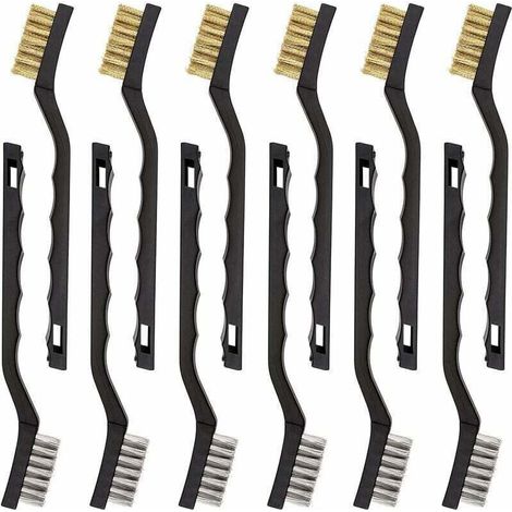 Set mit 12 Mini-Metallbürsten aus Edelstahl und Messing (1/4)