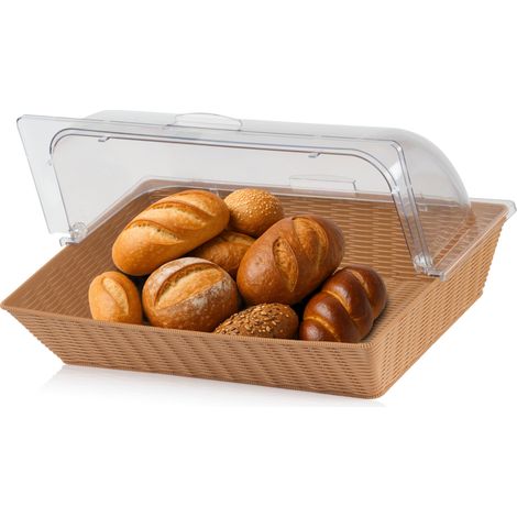 Mahlzeit Rattan Brotkorb mit Rolltop-Deckel, 54 x 36 x 26 cm, geflochtener Korb für Brot und Obst