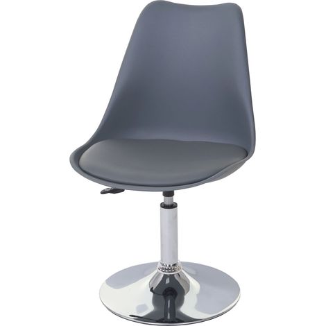 [NON UTILIZZATO] Sedia girevole moderno elegante serie Malmoe T501 acciaio cromato ecopelle grigio scuro