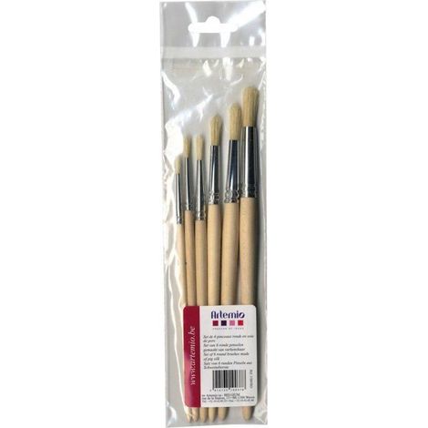 SET 6 PINCEAUX ROND - SOIE DE PORC