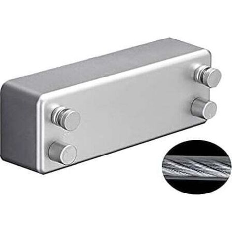 Silver Retractable Clothesline for Indoor and Outdoor Use - Heavy Duty 2 x 4.2 m Clotheslines, Wall Mounted - White MUMU (1/4)