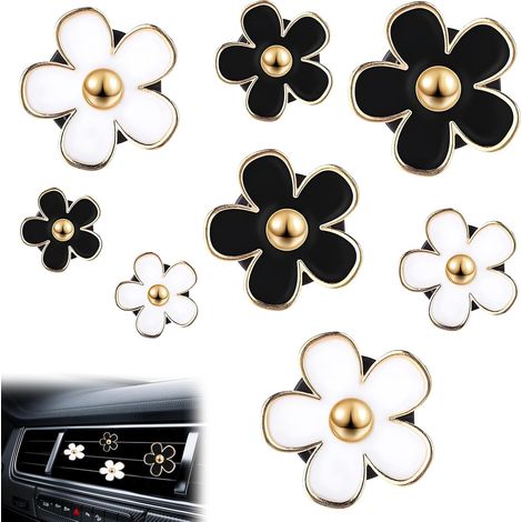 8 Piece Car Air Freshener Clip Metal Flower with Aromatherapy Tablets Interior Decoration Accessory for Air Vents, Silver (1/5)
