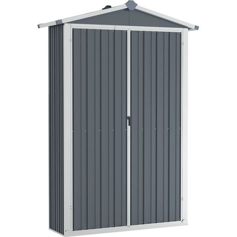 Casetta da giardino casetta per capanni casetta per ripostigli casetta per attrezzi da esterno robusta 116 x 45 x 175 cm acciaio zincato grigio 020022227