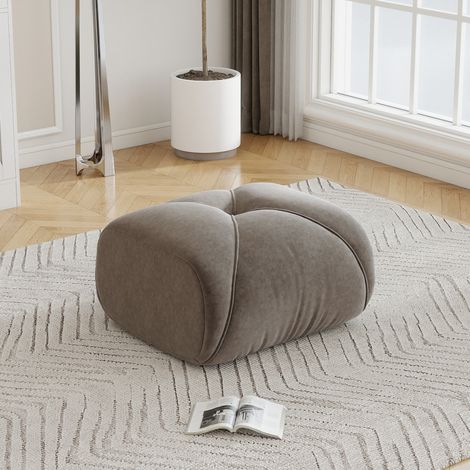 Puf otomano de chenilla topo 78 x 76 x 45 cm (1/5)