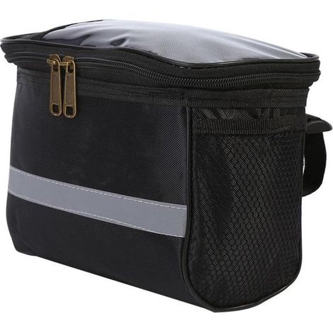 Sacoche de guidon de vélo - Sacoche étanche - Fixation rapide amovible - Sacoche de vélo - Isotherme - Idéale pour la navigation à vélo - Sacoche de guidon noire (1/5)