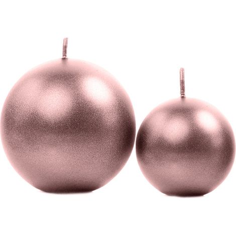 Metallic-Kerze Ball, Roségold, 8cm (1 Packung / 6 Stück) (1/3)