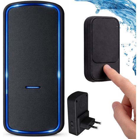 Sonnette sans fil IP68, bouton sans pile, portée de 130 m, 38 mélodies-AquaForge