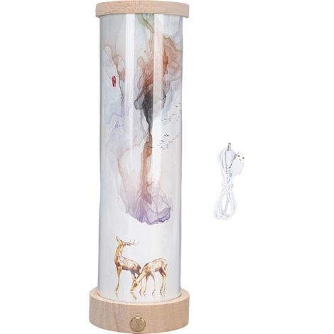 Lampe de table rechargeable Base en bois Design minimaliste Lumière douce non éblouissante pour chambre salon bureau (1/5)