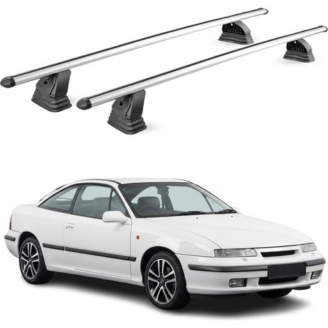 OMAC Barres de toit transversales en aluminium pour Opel Calibra 1990-1997 – TÜV / DIN 75302:2019 – Antivol inclus – Charge max 75 kg – 2 barres – Gris (1/5)
