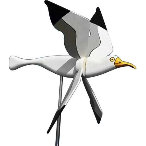 Moulin à Vent de Jardin en Résine, Mouette Blanche avec Ailes Tournantes Girouette Animale, Spinner à Vent 3D Décoration pour Pelouse (1/5)