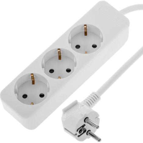 BeMatik - Barrette d'alimentation 3 schuko 16A 230V blanc avec câble de 1,5 m (1/5)