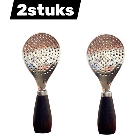 Lot de 2 cuillères à riz verticales avec tête ronde en acier inoxydable et manche en bois pour cuiseur à riz et poêles antiadhésives couleur argentée (1/5)