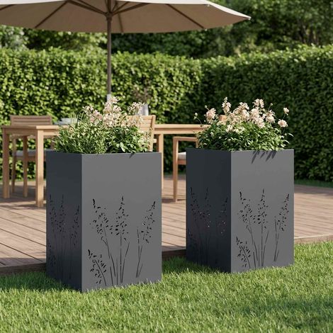 vidaXL Macetero de Jardín 2 uds. Gris antracita 50 x 50 x 75 cm (1/5)