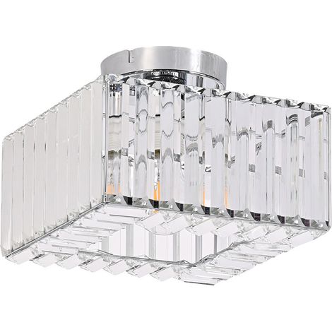 Plafonnier glamour carré verre chrome E27 Vetro LP (1/5)