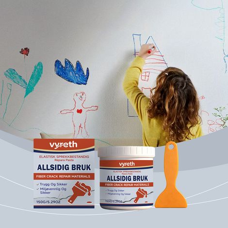 Pâte de réparation murale - Idéale pour masquer les graffitis, les bosses, les fissures et les trous de clous - 150 g x 1 + grattoir x 1 (1/5)