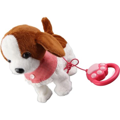 Jouets électriques en Peluche pour Chiot, Marchera, Aboiera, Interagira avec la Tête Qui Hoche la Tête, Remuant la Queue, Jouets pour Chien en Laisse, avec Télécommande pour Enfants (Brun) (1/5)