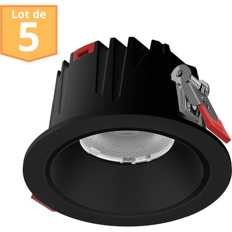 Lot de 5 spots LED Encastrables Braytron Noir 20W 3en1 IP20