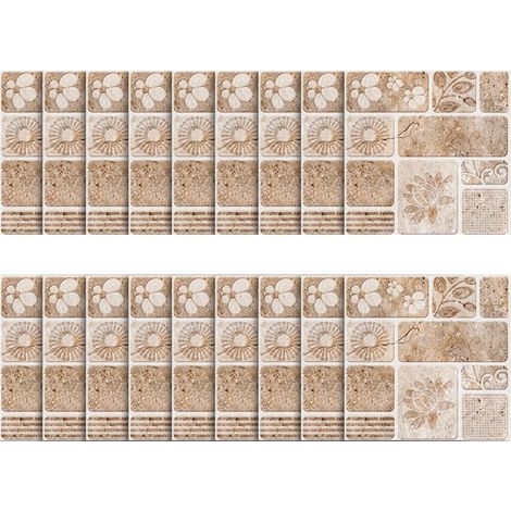 18pièces Mosaïque Stickers Carrelage Autocollant Résistant à Huile Chaleur Pour Cuisine (1/5)