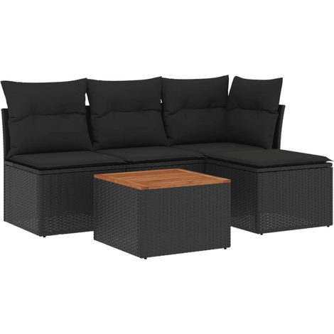 Maison Exclusive - Set de muebles de jardín 5 pzas y cojines ratá (1/3)