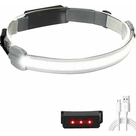 LaBlanc - 1 lampada frontale a LED COB, fascia ricaricabile tramite USB, lampada frontale a fascio largo, fari a LED luminosi, 3 modalità