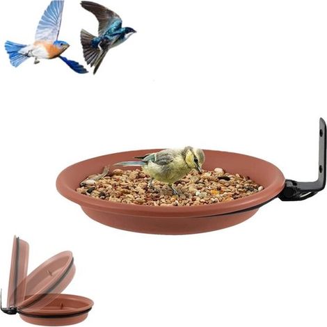 Suministro de agua para pájaros (tercera planta), Comedero automático aves silvestres, Baño pájaros desmontable barandilla balcón, Diámetro 20 cm (1/5)
