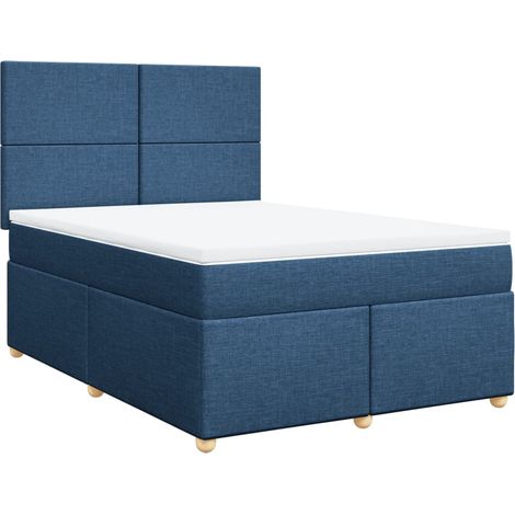 Maison Exclusive - Cama box spring con colchón tela azul 160x200 (1/5)