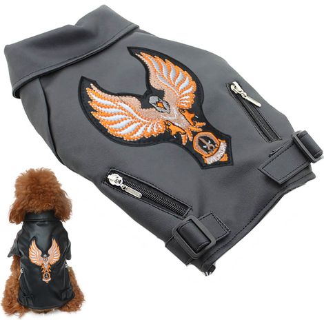 Manteau d'hiver pour chien en cuir PU, veste de moto pour chien, vêtements pour animaux de compagnie, veste en cuir imperméable (1/5)