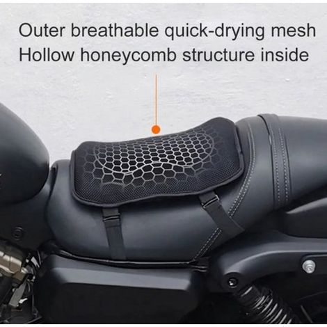 Housse de selle antidérapante et soulageant la pression pour moto – Coussin de selle universel en gel avec structure alvéolée pour un confort et un soutien optimaux (1/5)