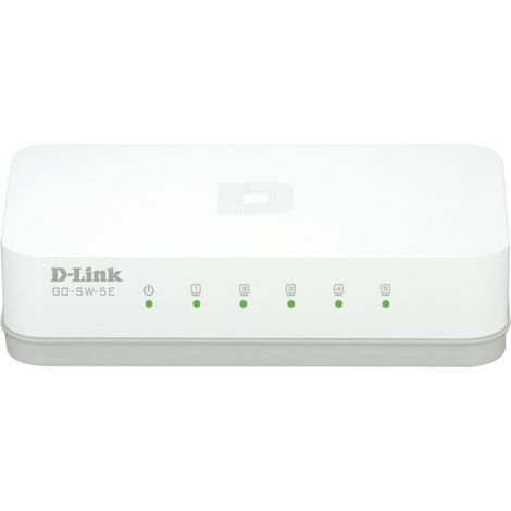 D-Link GO-SW-5E Switch Desktop, 5 Porte RJ45 Fast Ethernet 10/100Mbps, Plug & Play, Plastica (1/5)