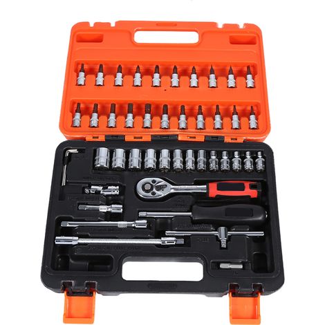 Coffret de 46 clés à douille métriques 1/4" avec rallonge et boîte (1/5)