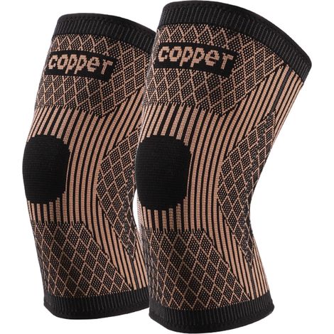 Protège-genou en nylon tricoté pour cyclisme, basket, badminton avec fibre de cuivre respirante et antidérapant - Taille XL (1/5)