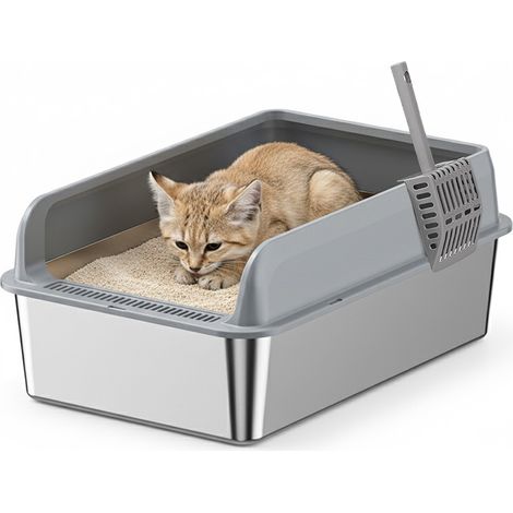Kit Lettiera Acciaio Per Gatti – Completo Di Coperchio, Paletta E Sacchetto P (1/5)