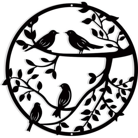Sollbry Metall-Wanddekoration, 11,8 Zoll, Metallvogel auf Ast, Vogel-Wandsilhouette, Wanddekoration aus schwarzem Schmiedeeisen (1/5)