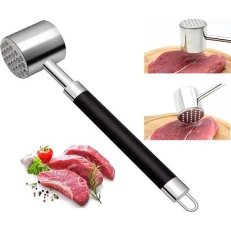 Meat Tenderizer, Double-Sided Mallet, Kitchen Mallet, Stainless Steel Meat Hammer, Steak Hammer, for Cooking (1/4)